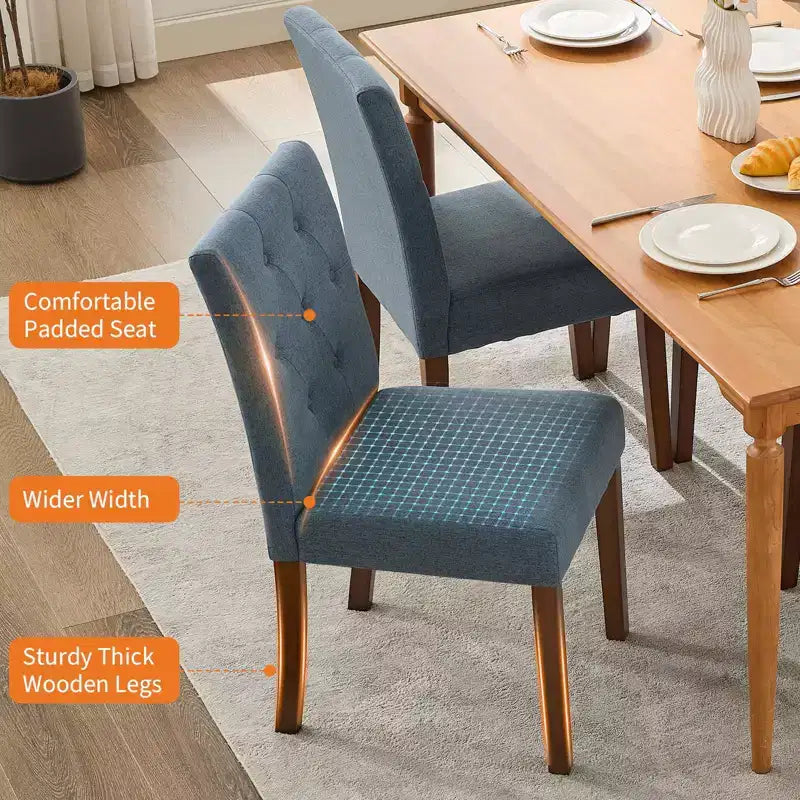 Sedia da pranzo Parsons imbottita in lino, set da 2 (beige / nero / blu / grigio), 1 posto