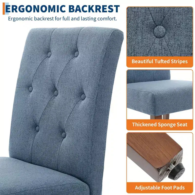 Sedia da pranzo Parsons imbottita in lino, set da 2 (beige / nero / blu / grigio), 1 posto