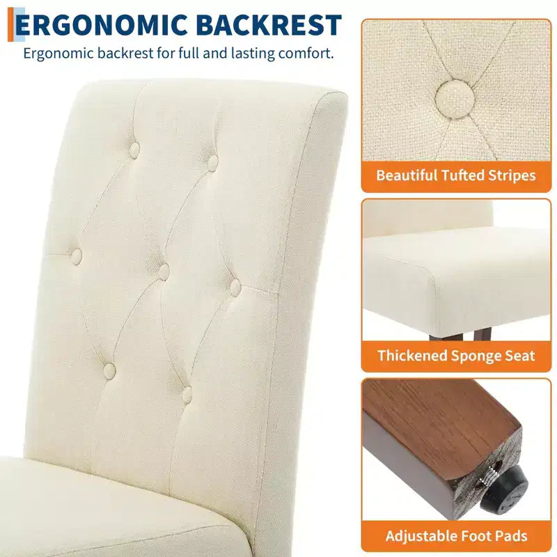 Sedia da pranzo Parsons imbottita in lino, set da 2 (beige / nero / blu / grigio), 1 posto