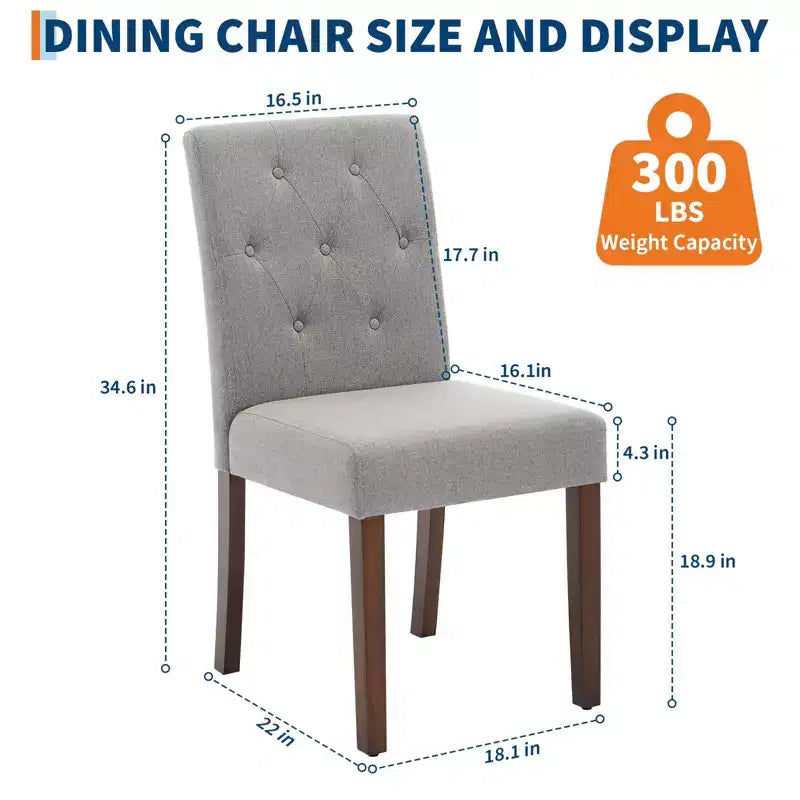 Sedia da pranzo Parsons imbottita in lino, set da 2 (beige / nero / blu / grigio), 1 posto