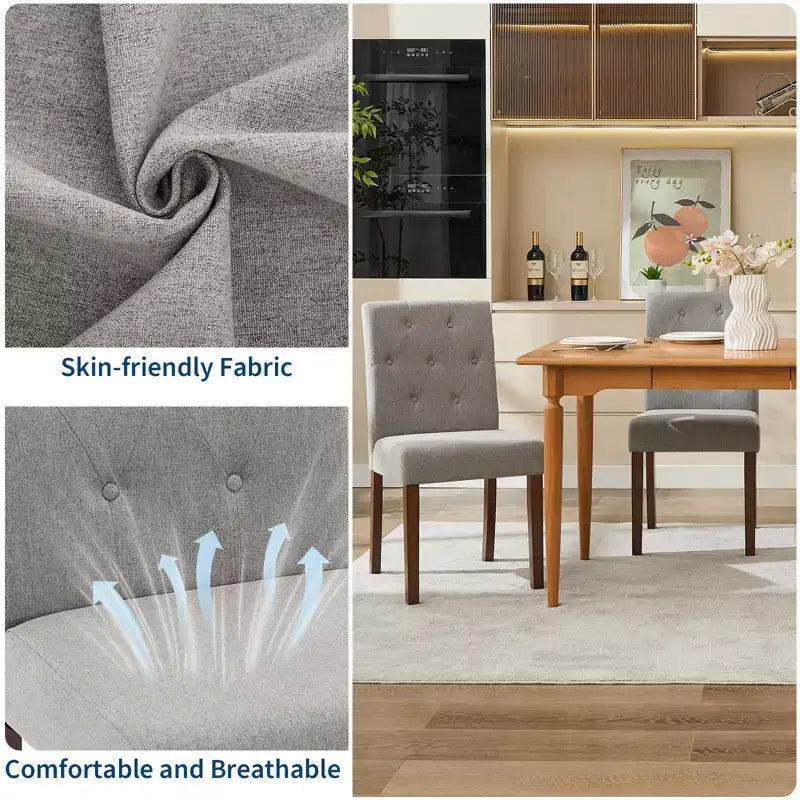 Sedia da pranzo Parsons imbottita in lino, set da 2 (beige / nero / blu / grigio), 1 posto