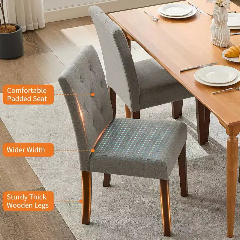 Sedia da pranzo Parsons imbottita in lino, set da 2 (beige / nero / blu / grigio), 1 posto