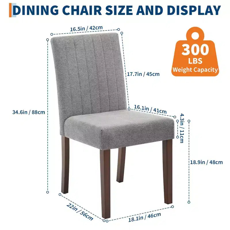 Sedia da pranzo Parsons imbottita in lino, set da 2 (beige / nero / blu / grigio), 1 posto