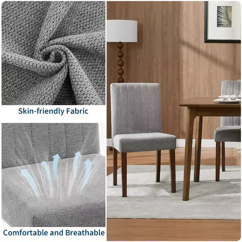 Sedia da pranzo Parsons imbottita in lino, set da 2 (beige / nero / blu / grigio), 1 posto