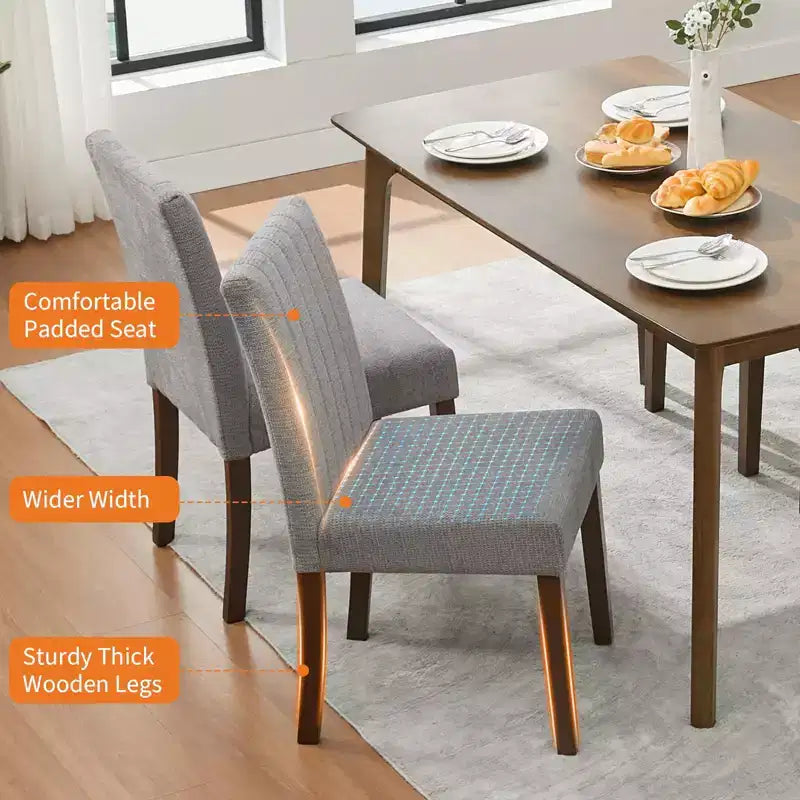 Sedia da pranzo Parsons imbottita in lino, set da 2 (beige / nero / blu / grigio), 1 posto