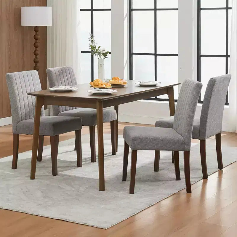 Sedia da pranzo Parsons imbottita in lino, set da 2 (beige / nero / blu / grigio), 1 posto