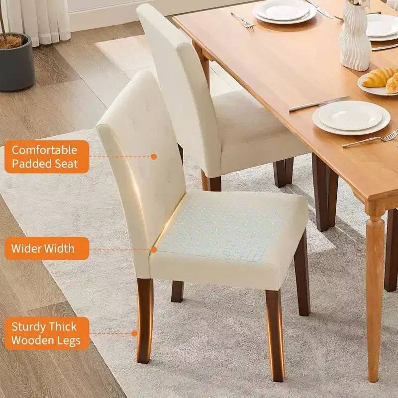 Sedia da pranzo Parsons imbottita in lino, set da 2 (beige / nero / blu / grigio), 1 posto