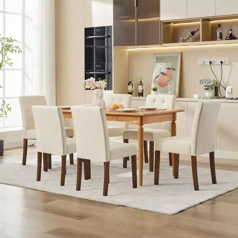 Sedia da pranzo Parsons imbottita in lino, set da 2 (beige / nero / blu / grigio), 1 posto