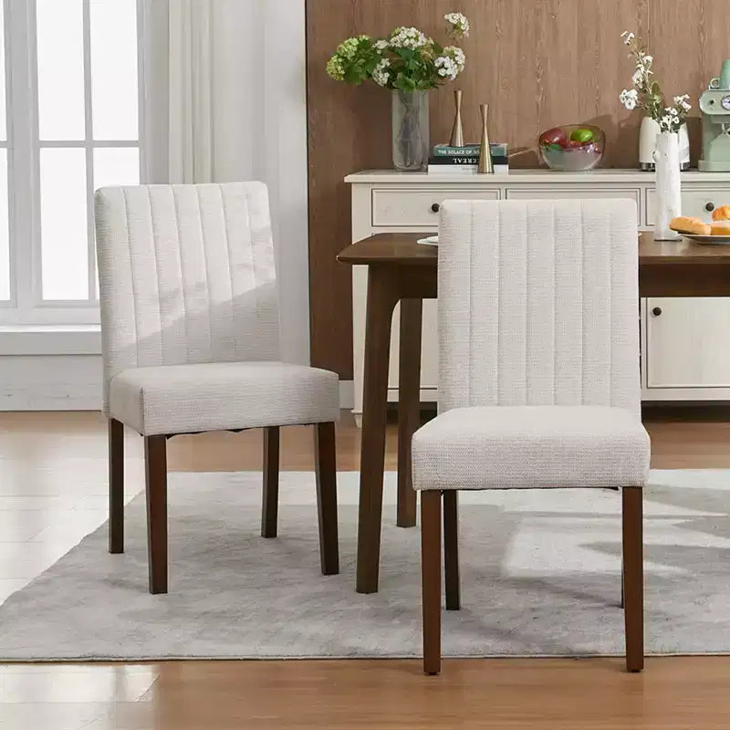 Sedia da pranzo Parsons imbottita in lino, set da 2 (beige / nero / blu / grigio), 1 posto