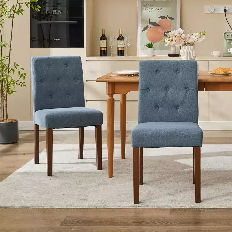 Sedia da pranzo Parsons imbottita in lino, set da 2 (beige / nero / blu / grigio), 1 posto