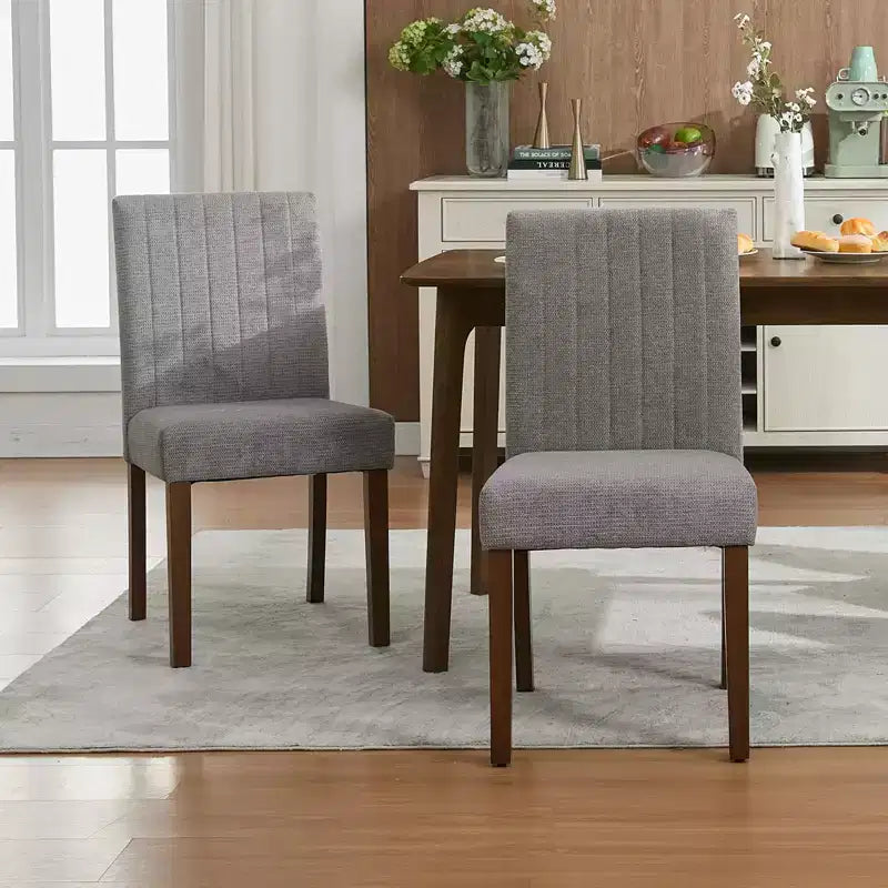 Sedia da pranzo Parsons imbottita in lino, set da 2 (beige / nero / blu / grigio), 1 posto