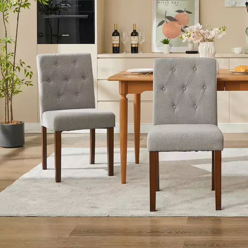 Sedia da pranzo Parsons imbottita in lino, set da 2 (beige / nero / blu / grigio), 1 posto
