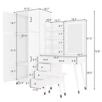 White Linen Particle Board Four-Door Five-Drawer Dresser Set with Interchangeable Left and Right Drawer Compartments