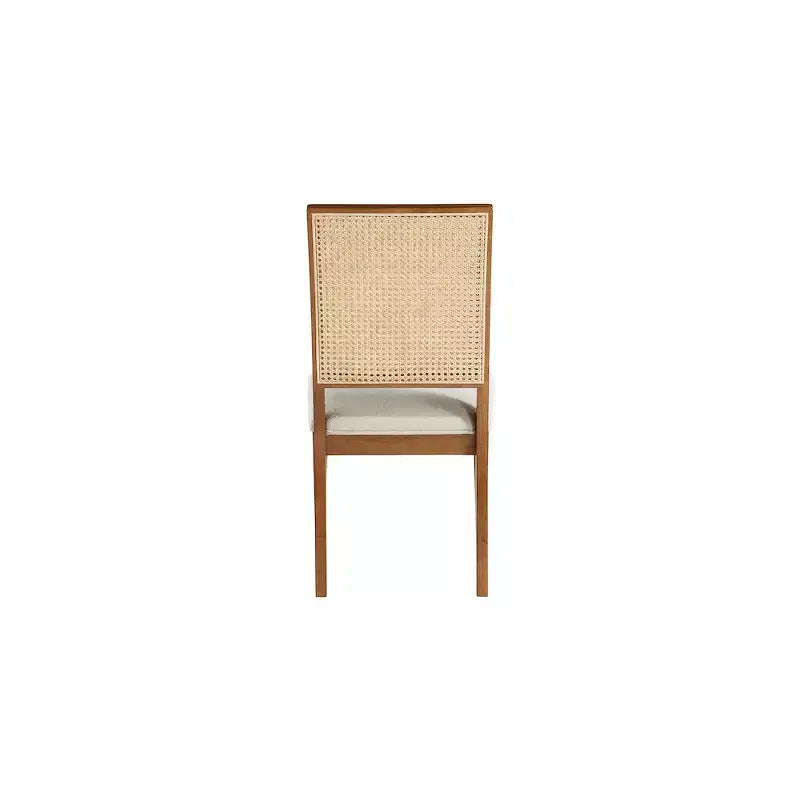 Meridian Furniture, Sedia da Pranzo Butterfly in Tessuto Strutturato di Lino Crema, Set da 2