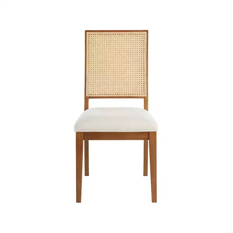 Meridian Furniture, Sedia da Pranzo Butterfly in Tessuto Strutturato di Lino Crema, Set da 2