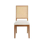 Meridian Furniture, Sedia da Pranzo Butterfly in Tessuto Strutturato di Lino Crema, Set da 2