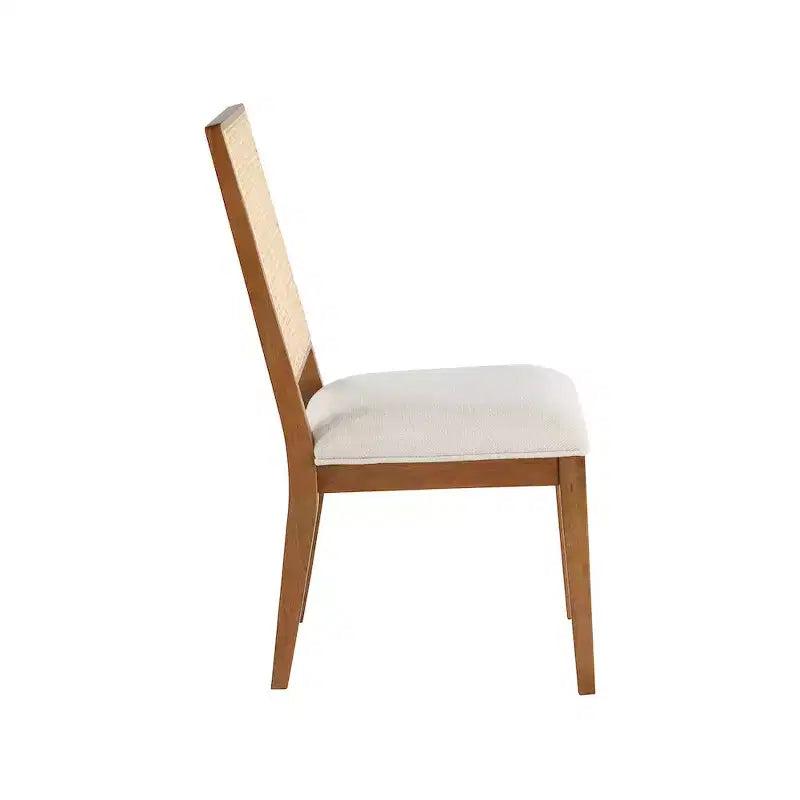 Meridian Furniture, Sedia da Pranzo Butterfly in Tessuto Strutturato di Lino Crema, Set da 2