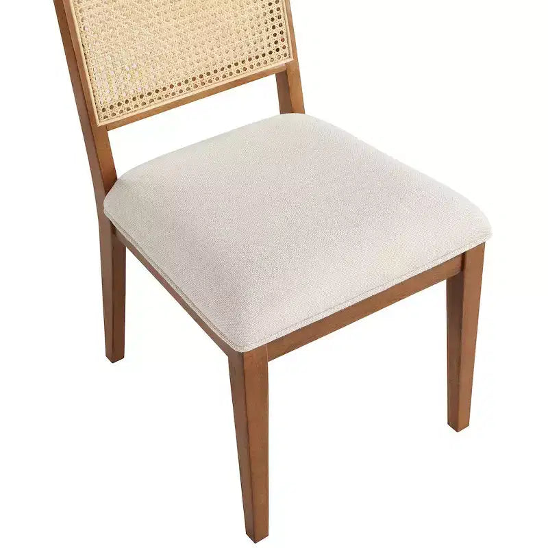 Meridian Furniture, Sedia da Pranzo Butterfly in Tessuto Strutturato di Lino Crema, Set da 2