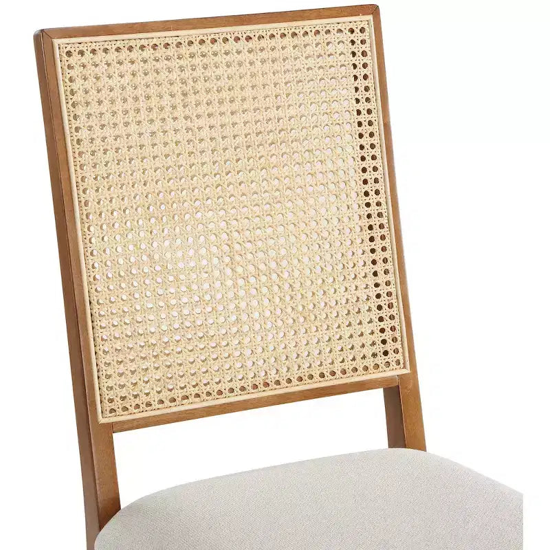 Meridian Furniture, Sedia da Pranzo Butterfly in Tessuto Strutturato di Lino Crema, Set da 2