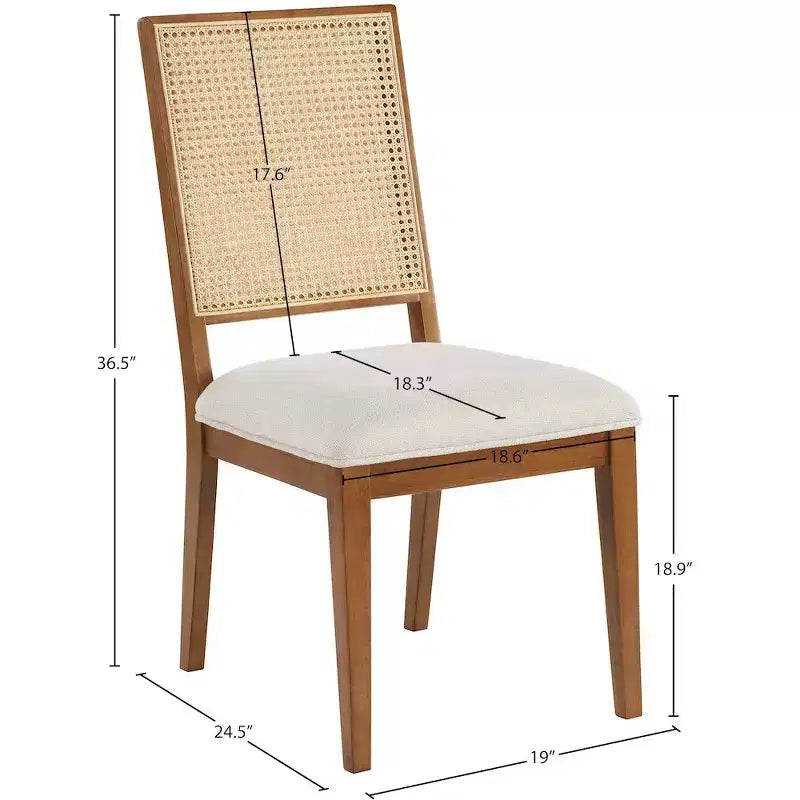 Meridian Furniture, Sedia da Pranzo Butterfly in Tessuto Strutturato di Lino Crema, Set da 2