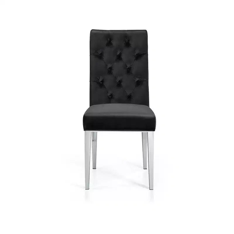 Sedie da pranzo Parson in velluto nero/grigio con gambe cromate, set da 2