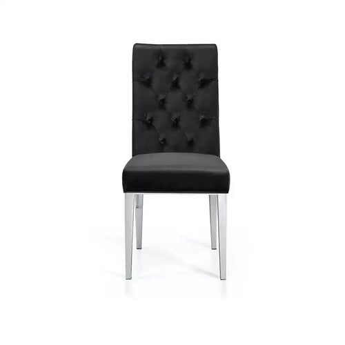 Sedie da pranzo Parson in velluto nero/grigio con gambe cromate, set da 2