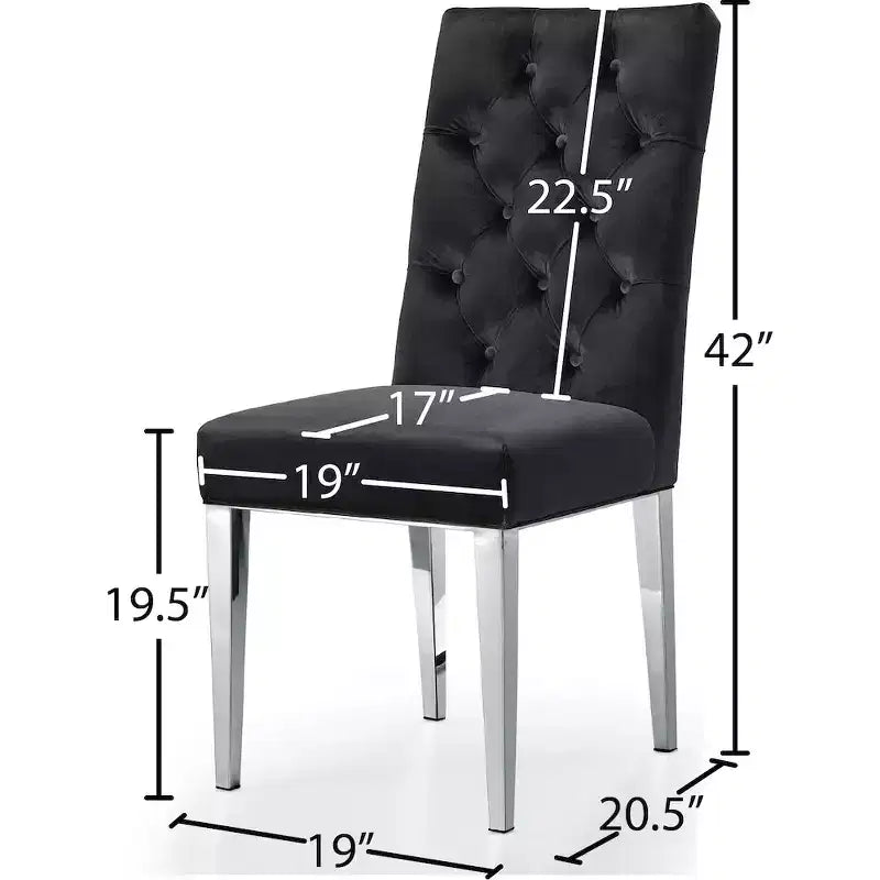 Sedie da pranzo Parson in velluto nero/grigio con gambe cromate, set da 2