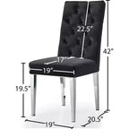 Sedie da pranzo Parson in velluto nero/grigio con gambe cromate, set da 2