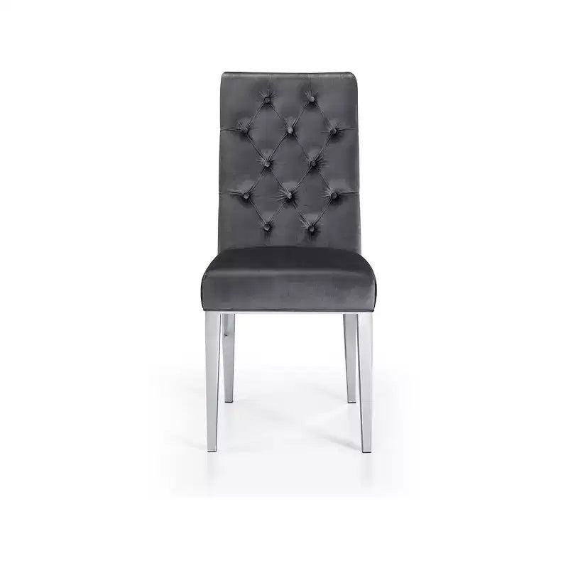 Sedie da pranzo Parson in velluto nero/grigio con gambe cromate, set da 2