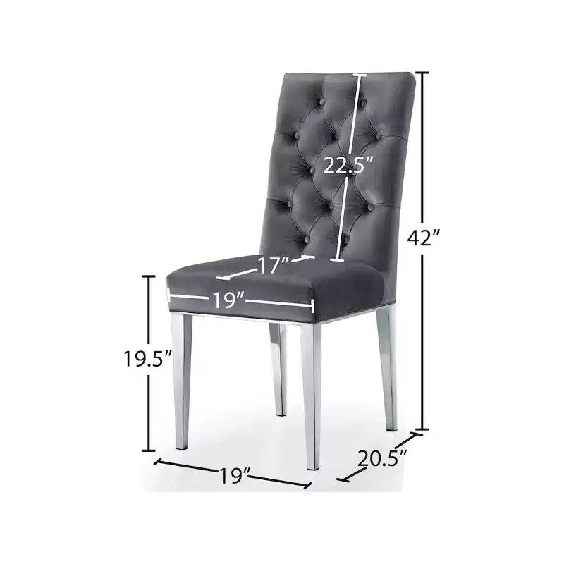 Sedie da pranzo Parson in velluto nero/grigio con gambe cromate, set da 2