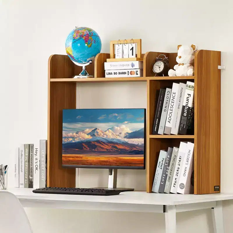 Libreria da scrivania a 2 ripiani marrone, uso individuale, 94,5 cm x 24,1 cm x 73,4 cm