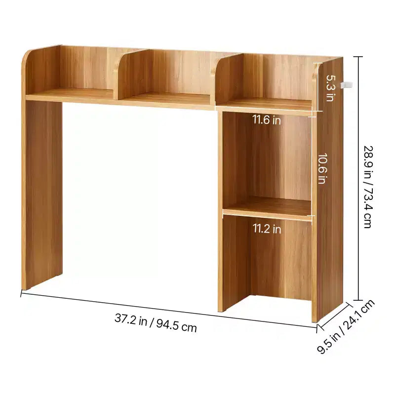 Libreria da scrivania a 2 ripiani marrone, uso individuale, 94,5 cm x 24,1 cm x 73,4 cm