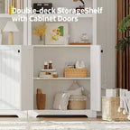 Mobiletto ad arco con ante, bianco/color legno, maniglie nere/oro, 5 ripiani, 2 ante