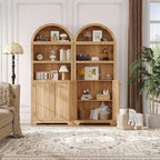 Mobiletto ad arco con ante, bianco/color legno, maniglie nere/oro, 5 ripiani, 2 ante