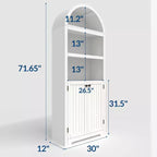 Mobiletto ad arco con ante, bianco/color legno, maniglie nere/oro, 5 ripiani, 2 ante
