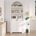 Mobiletto ad arco con ante, bianco/color legno, maniglie nere/oro, 5 ripiani, 2 ante