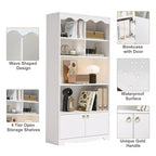 Libreria a 5 ripiani, bianco / noce, scaffale a tutt'altezza, utente singolo, 63"