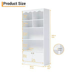 Libreria a 5 ripiani, bianco / noce, scaffale a tutt'altezza, utente singolo, 63"