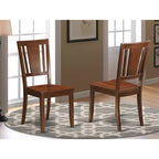 Sedia da pranzo in legno con schienale a doghe, colore nero/mogano, set da 2