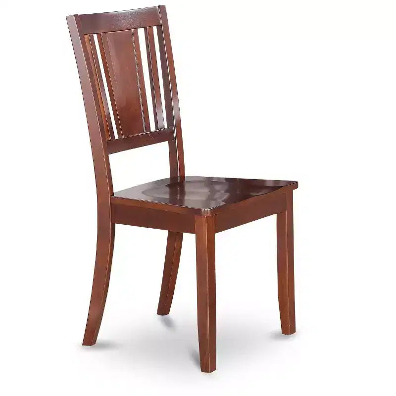 Sedia da pranzo in legno con schienale a doghe, colore nero/mogano, set da 2