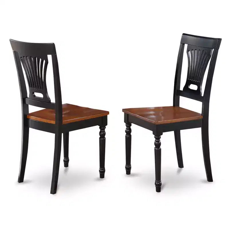 Sedia da pranzo in legno massello nera e ciliegio, set da 2