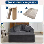Chaise longue in velluto a coste con cuscini – Beige / Nero / Grigio, 1 posto, Nessun assemblaggio richiesto