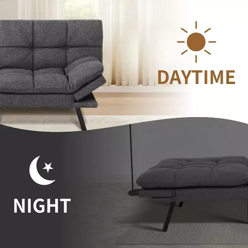 Divano letto futon convertibile blu / grigio scuro / grigio chiaro, 180 cm, 2 posti