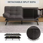 Divano letto futon convertibile blu / grigio scuro / grigio chiaro, 180 cm, 2 posti