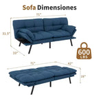 Divano letto futon convertibile blu / grigio scuro / grigio chiaro, 180 cm, 2 posti