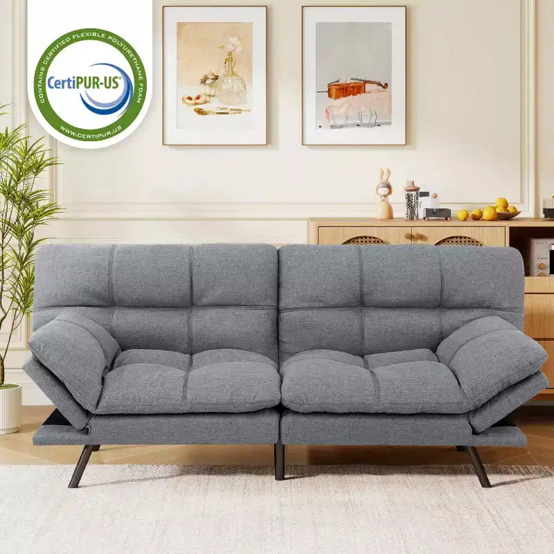 Divano letto futon convertibile blu / grigio scuro / grigio chiaro, 180 cm, 2 posti
