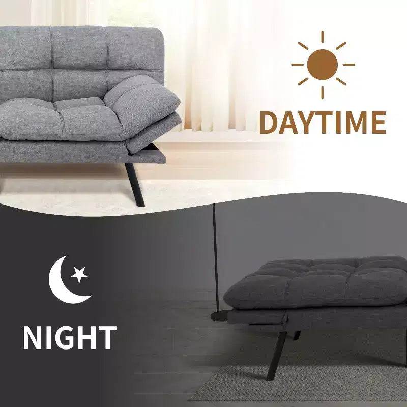 Divano letto futon convertibile blu / grigio scuro / grigio chiaro, 180 cm, 2 posti