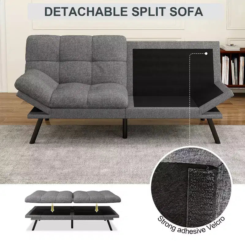 Divano letto futon convertibile blu / grigio scuro / grigio chiaro, 180 cm, 2 posti