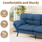 Divano letto futon convertibile blu / grigio scuro / grigio chiaro, 180 cm, 2 posti