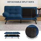 Divano letto futon convertibile blu / grigio scuro / grigio chiaro, 180 cm, 2 posti